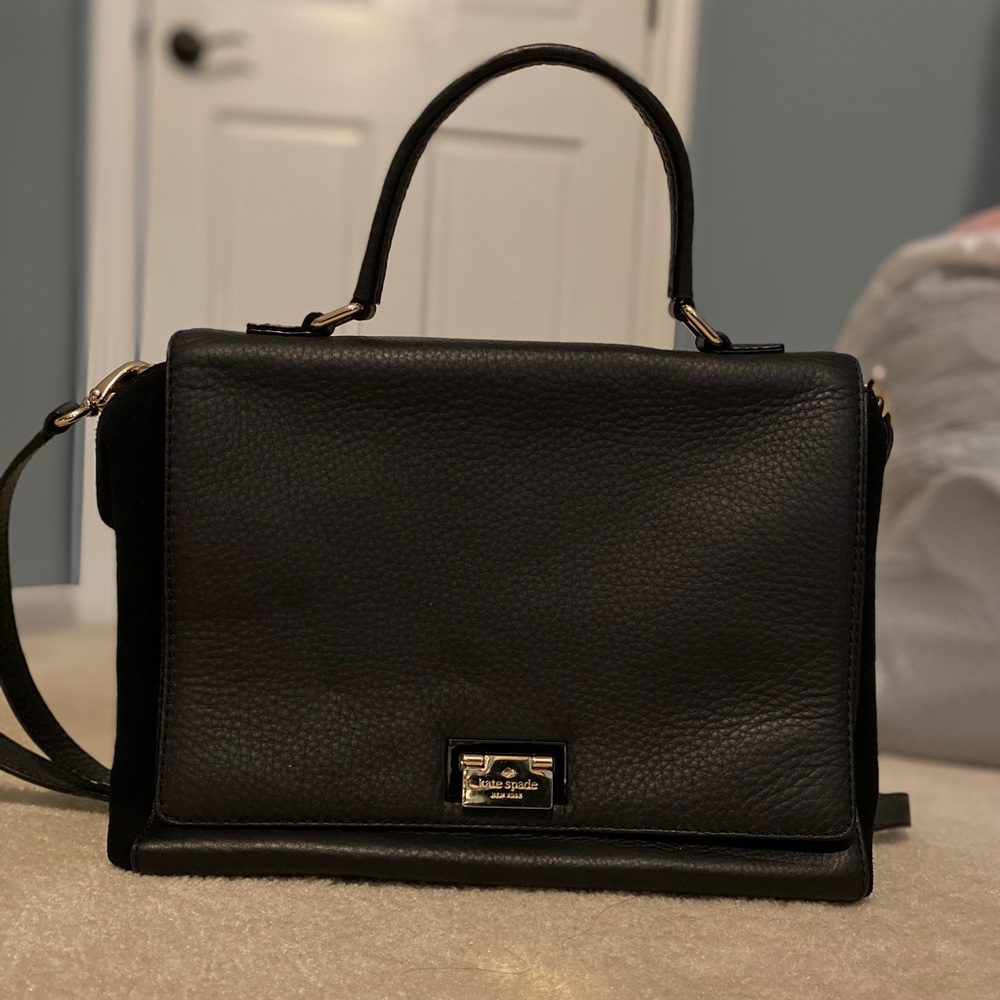 Black Leather and Suede Kate Spade Bag